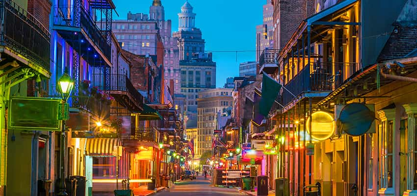 An empty New Orleans street at night