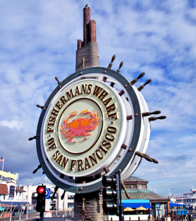 The official Fishermans Wharf sign in San Francisco