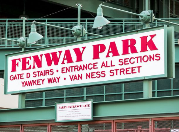 An entrance sign at Fenway Park