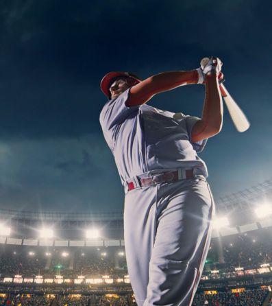 A baseball player swinging a bat