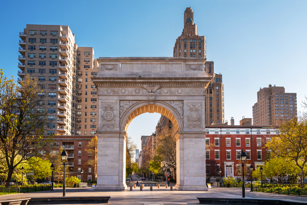 Washington Square Park archway near NYU campus in New York City