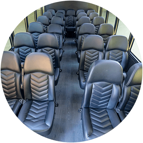 leather seats inside a minibus shuttle