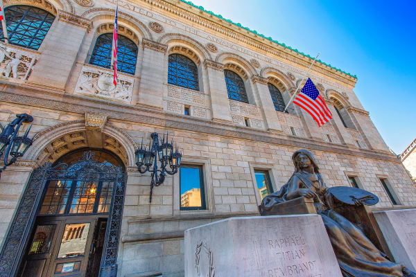 front view of the Boston Public Library