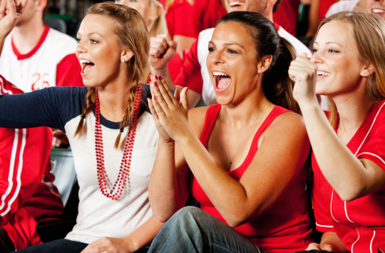 A group of fans support the team