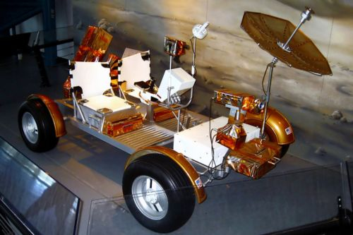 a lunar car on display